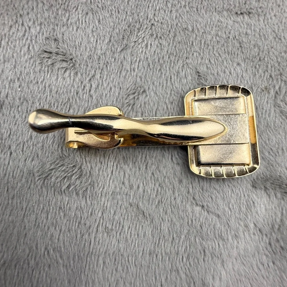 Vintage Shriner's Cufflinks Tie Clip Masons‎ Gold Tone Stone